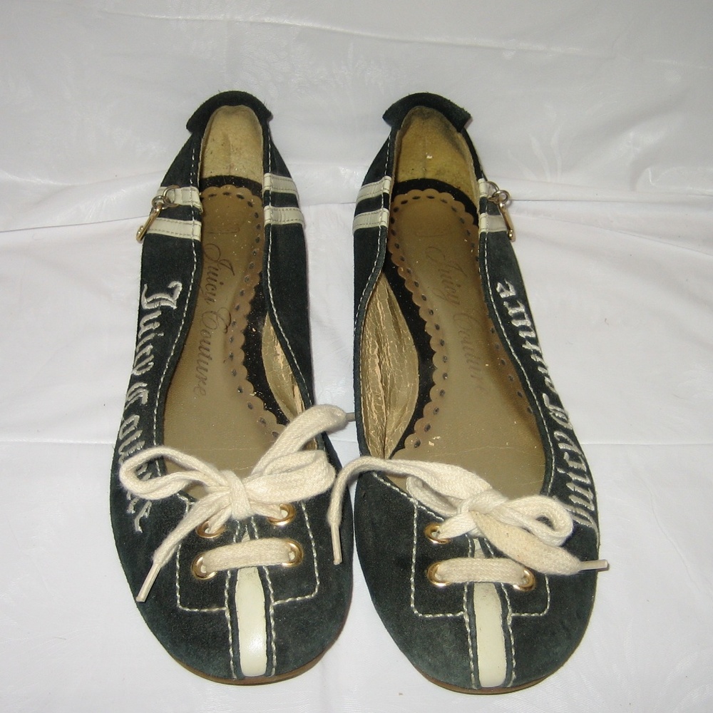 JUICY COUTURE Navy Suede Preppy Flat Loafers, 7.5